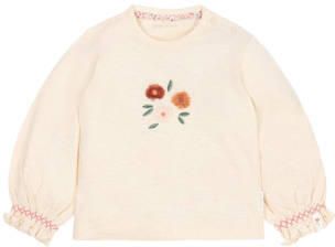 Little Dutch gebloemde longsleeve met ruches beige Meisjes Katoen Ronde hals
