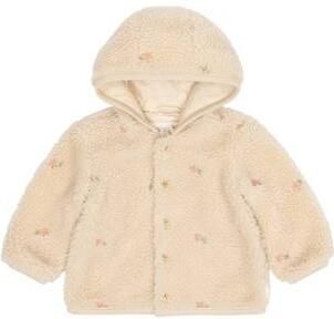Little Dutch gebreid gebloemd vest met borduursels en teddy details zand Beige Polyester Capuchon