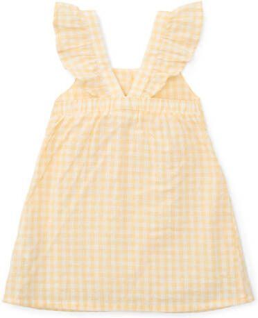 Little Dutch geruite jurk met open rug geel wit Meisjes Katoen Vierkante hals 104