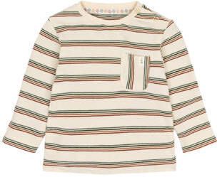 Little Dutch gestreepte longsleeve beige Jongens Katoen Ronde hals Streep
