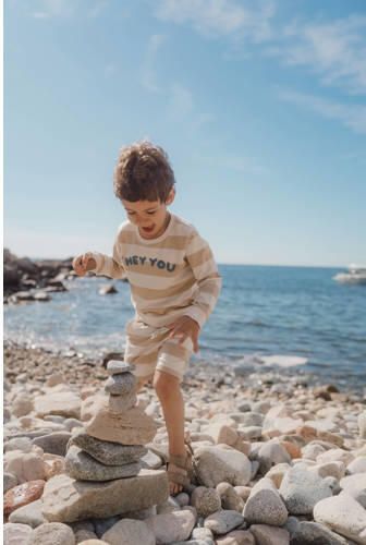 Little Dutch gestreepte sweatshort zand Korte broek Beige Jongens Katoen - Foto 3