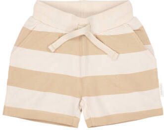 Little Dutch gestreepte sweatshort zand Korte broek Beige Jongens Katoen