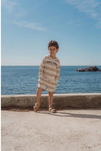 Little Dutch gestreepte sweatshort zand Korte broek Beige Jongens Katoen - Foto 2