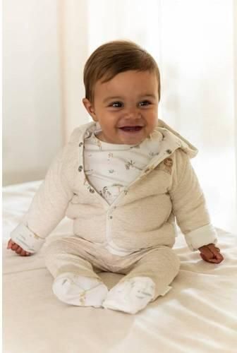 Little Dutch katoenen gebreid vest met print beige Printopdruk - Foto 3