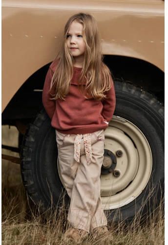 Little Dutch katoenen gebreide trui met ruches terra Oranje Effen - Foto 2
