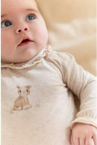 Little Dutch katoenen romper met ruches en print beige Printopdruk - Foto 2
