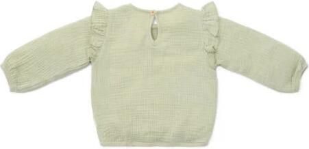 Little Dutch longsleeve met ruches groen Meisjes Katoen Ronde hals Effen 104