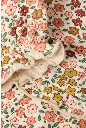 Little Dutch midi gebloemde jurk met ruches beige roze groen Meisjes Katoen Ronde hals - Foto 2