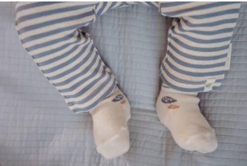 Little Dutch sokken blauw beige (set van 3) Katoen Streep - Foto 3