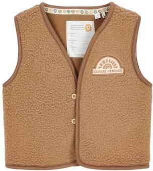 Little Dutch teddy gilet met patches bruin Effen