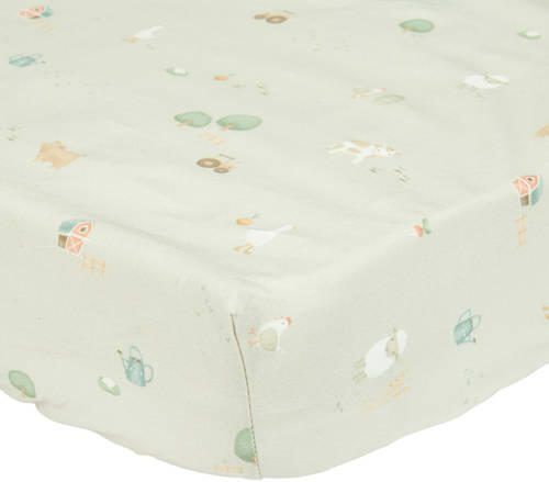 Little Dutch wieg hoeslaken Little Farm Groen All over print
