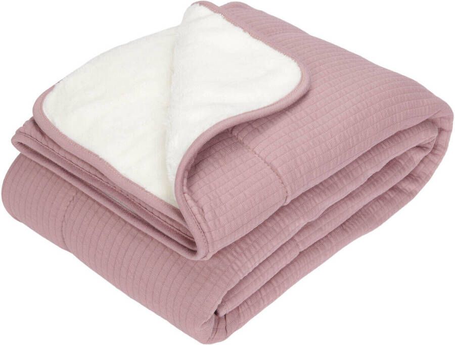 Little Dutch baby wiegdeken teddy 70x100 cm Pure Mauve Babydeken Roze Effen