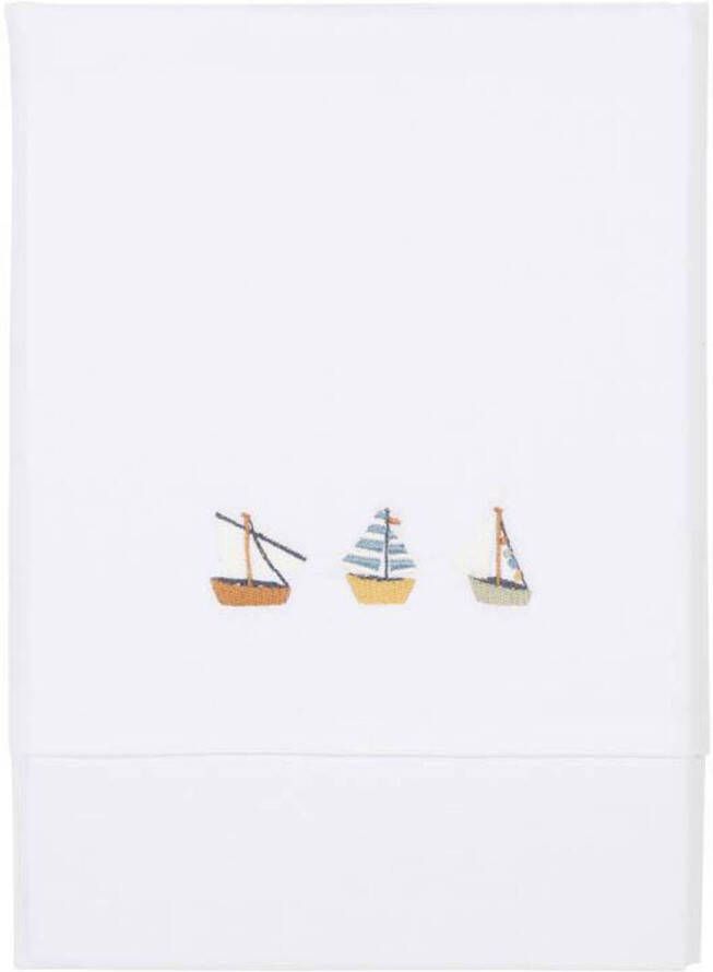 Little Dutch baby wieglaken Sailors Bay geborduurd 70x100 cm Babylaken Wit