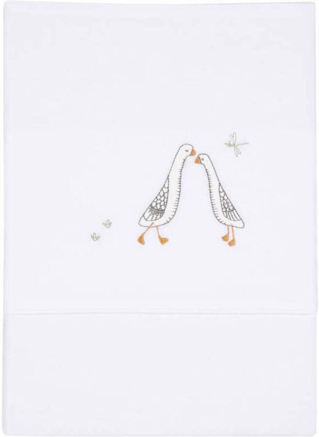 Little Dutch baby wieglaken Little Goose geborduurd 70x100 cm Babylaken Wit