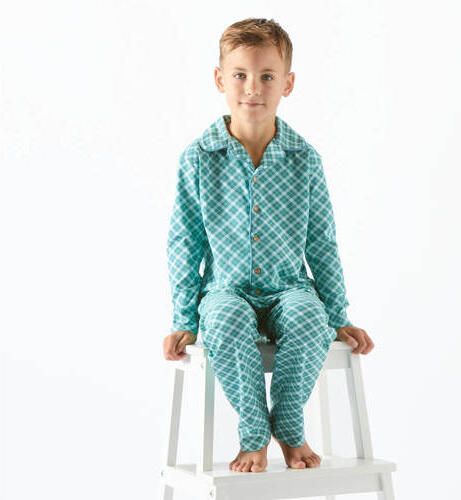Little Label geruite pyjama van katoen blauw Jongens Stretchkatoen Klassieke kraag 110 116 - Foto 4