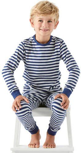 Little Label gestreepte pyjama van biologisch katoen blauw Jongens Stretchkatoen Ronde hals 146 152 - Foto 3