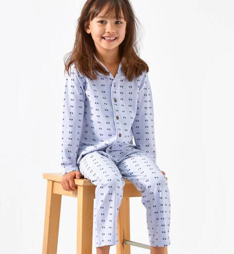 Little Label pyjama met all over print blauw donkerblauw Meisjes Stretchkatoen Reverskraag 110 - Foto 3