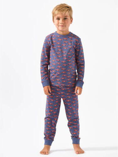 Little Label pyjama met all over print blauw rood Jongens Stretchkatoen Ronde hals 134 - Foto 3