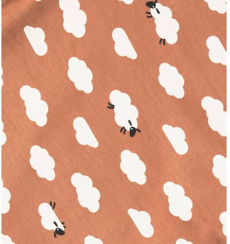 Little Label pyjama met all over print bruin wit Jongens Stretchkatoen Ronde hals 110