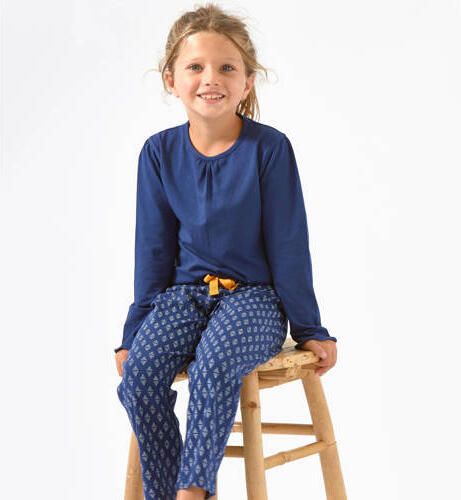 Little Label pyjama met all over print donkerblauw Meisjes Stretchkatoen Ronde hals 110 - Foto 3