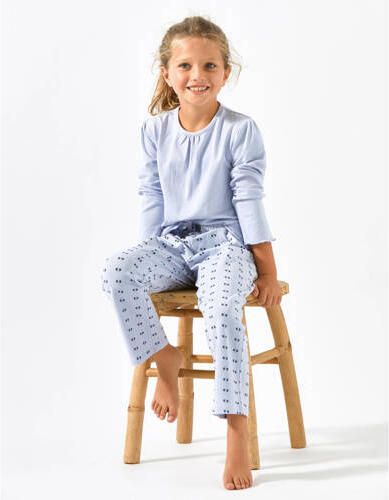 Little Label pyjama met all over print lichtblauw Meisjes Stretchkatoen Ronde hals 110 - Foto 3