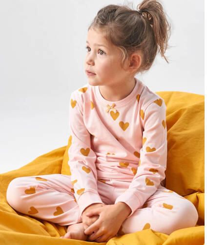 Little Label pyjama met hartjes van katoen roze goud Meisjes Stretchkatoen Ronde hals maat 158-164 - Foto 2