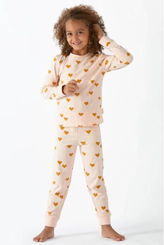 Little Label pyjama met hartjes van katoen roze goud Meisjes Stretchkatoen Ronde hals maat 158-164 - Foto 3