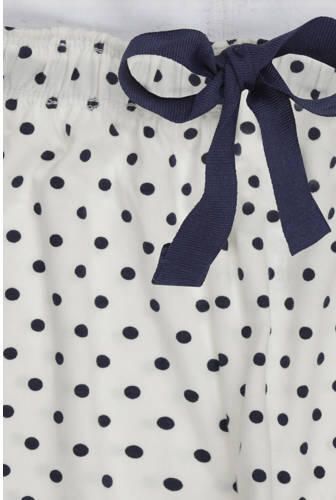 Little Label pyjama met stippen wit donkerblauw Meisjes Stretchkatoen Klassieke kraag maat 110-116 - Foto 3