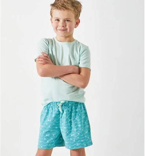 Little Label shortama met all over print blauw Jongens Stretchkatoen Ronde hals 110 116