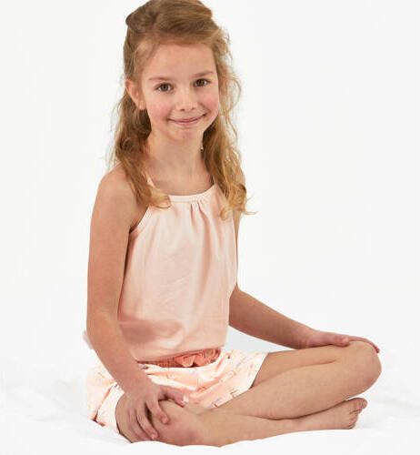 Little Label shortama met all over print roze Meisjes Stretchkatoen Ronde hals 110 116