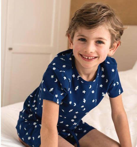Little Label shortama met all over print van katoen blauw Jongens Stretchkatoen Ronde hals 110 - Foto 4