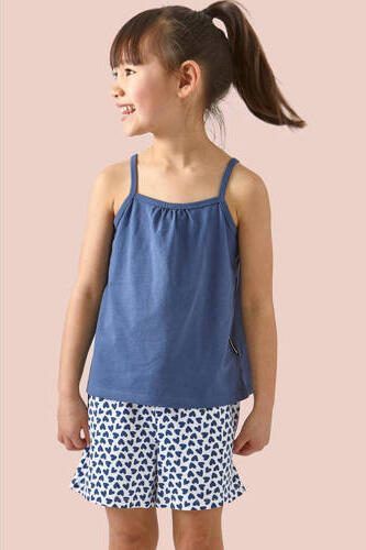 Little Label shortama met hartjes van katoen blauw wit Meisjes Stretchkatoen Ronde hals 110 - Foto 3