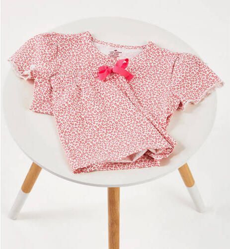 Little Label shortama met panterprint roze Meisjes Stretchkatoen Ronde hals - Foto 3