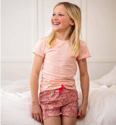Little Label shortama met zebraprint van katoen roze rood Meisjes Stretchkatoen Ronde hals 110 - Foto 5