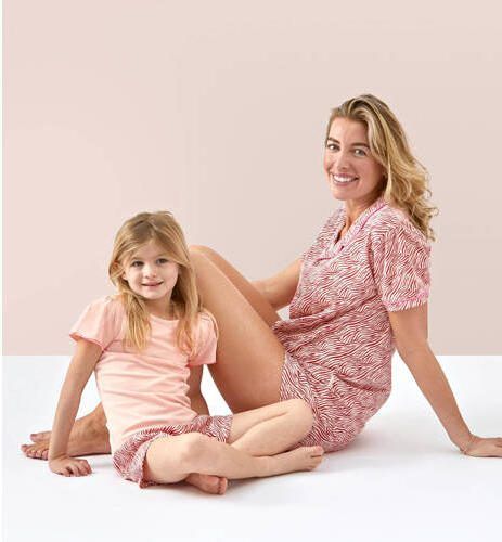Little Label shortama met zebraprint van katoen roze rood Meisjes Stretchkatoen Ronde hals 134 - Foto 2