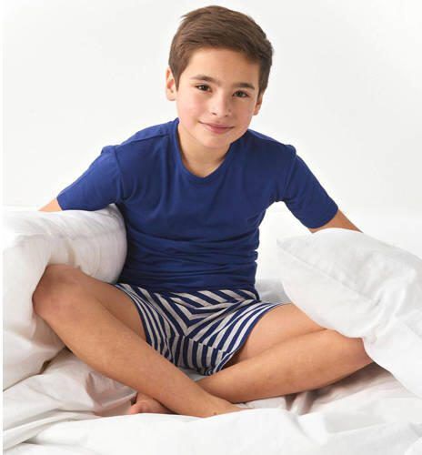 Little Label shortama van biologisch katoen blauw grijs Jongens Stretchkatoen Ronde hals 146