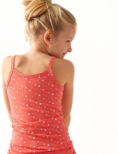 Little Label singlet- set van 3 koraal roze wit Rood Meisjes Katoen Vierkante hals 110 116 - Foto 3