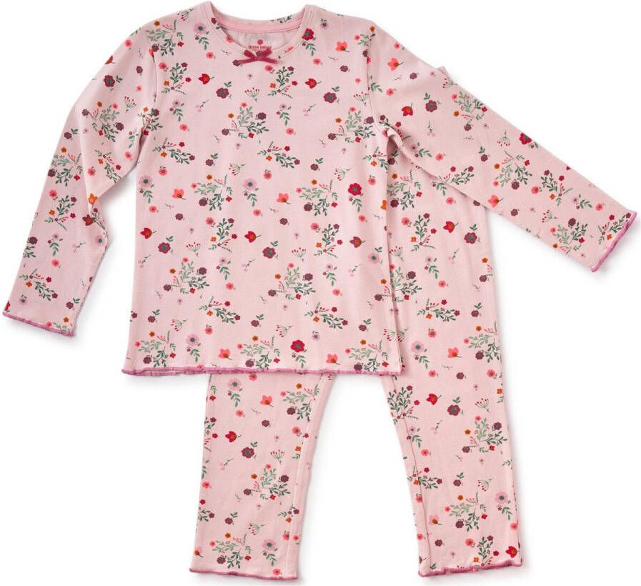 Little Label gebloemde pyjama van biologisch katoen roze Meisjes Stretchkatoen Ronde hals 122 128