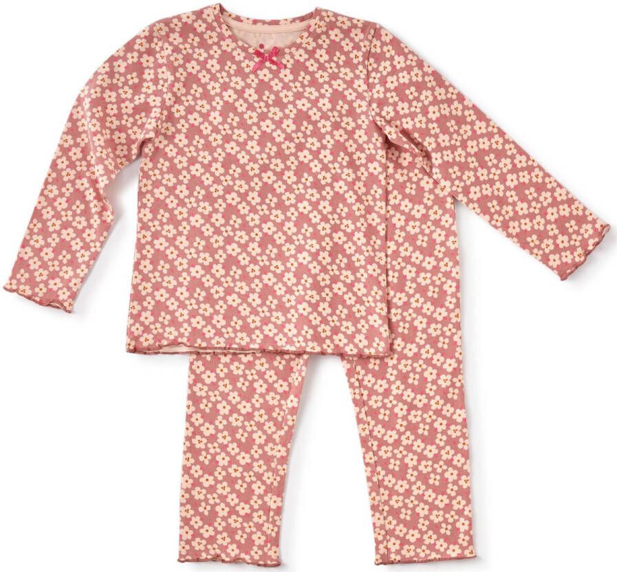 Little Label gebloemde pyjama van biologisch katoen roze Meisjes Stretchkatoen (duurzaam) Ronde hals 158 164