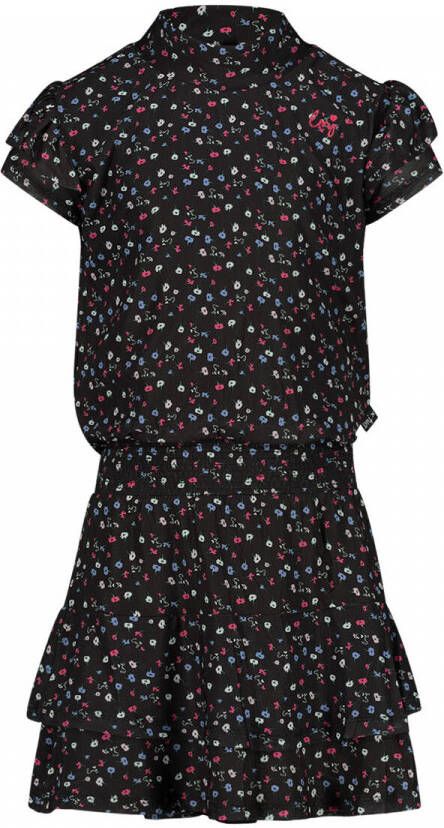 Little Miss Juliette jurk met all over print zwart Meisjes Polyester Ronde hals 122-128