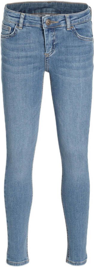 PIECES KIDS high waist slim fit jeans LPRUNA light denim Blauw Meisjes Stretchdenim 128