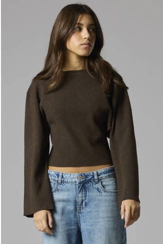 LMTD gebreide trui donkerbruin Meisjes Polyester Ronde hals Effen