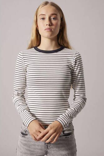LMTD gestreepte longsleeve grijs rib gebreid Meisjes Stretchkatoen Ronde hals - Foto 2