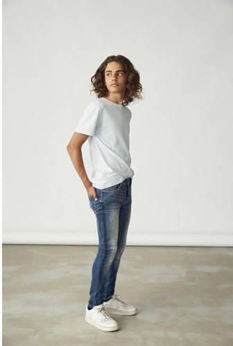 LMTD skinny jeans NLMPILOU stonewashed Blauw Jongens Denim Effen 140 - Foto 2