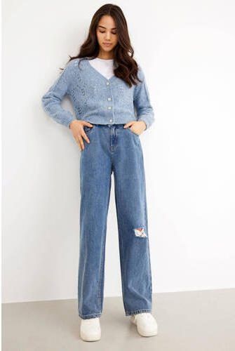 LMTD wide leg jeans NLFNOIZZA stonewashed Blauw Meisjes Denim Effen 152 - Foto 6
