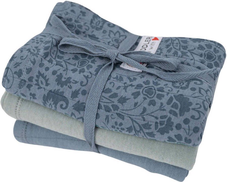 Lodger hydrofiele doek 70x70 cm set van 3 Flower Tribe Ocean Hydrofiele luiers Blauw