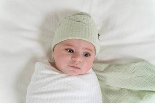 Lodger baby muts Seersucker Silk Groen Katoen Effen 2 - Foto 2