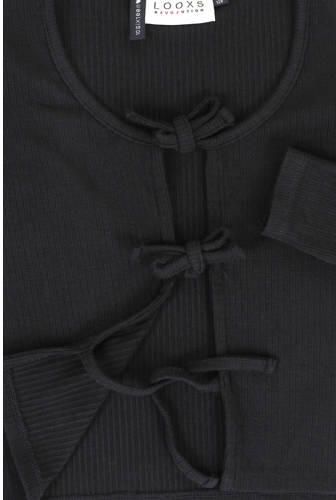 LOOXS 10sixteen fijngebreid vest zwart Meisjes Rayon V-hals Effen 128