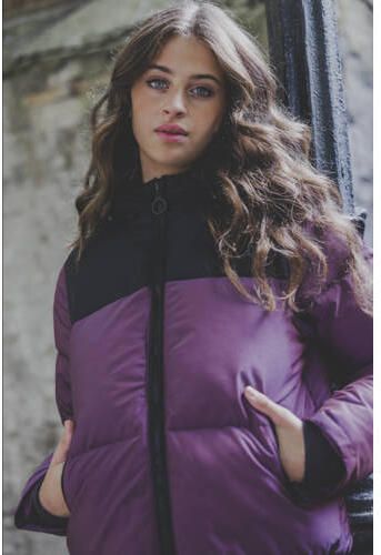 LOOXS 10sixteen gewatteerde jas paars zwart Meisjes Polyester Capuchon 128 - Foto 4