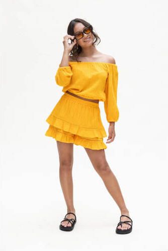 LOOXS 10sixteen high waist casual short warmgeel Korte broek Meisjes Stretchkatoen 140 - Foto 2